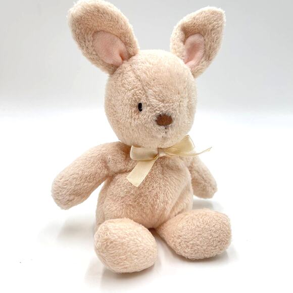 2005 Carters 8" Prestige Toy Bunny Rabbit Plush Baby Flocked Ribbon Beanbag - Picture 1 of 10